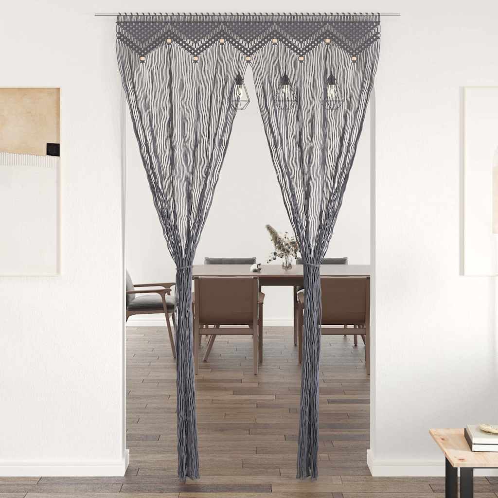 323992 vidaXL Macrame Curtain Anthracite 140x240 cm Cotton