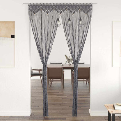 323992 vidaXL Macrame Curtain Anthracite 140x240 cm Cotton