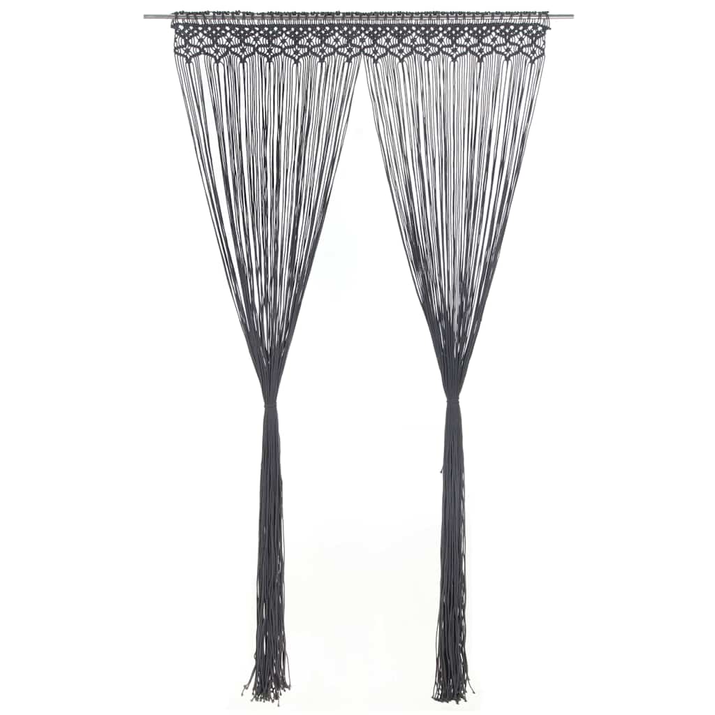 323993 vidaXL Macrame Curtain Anthracite 140x240 cm Cotton