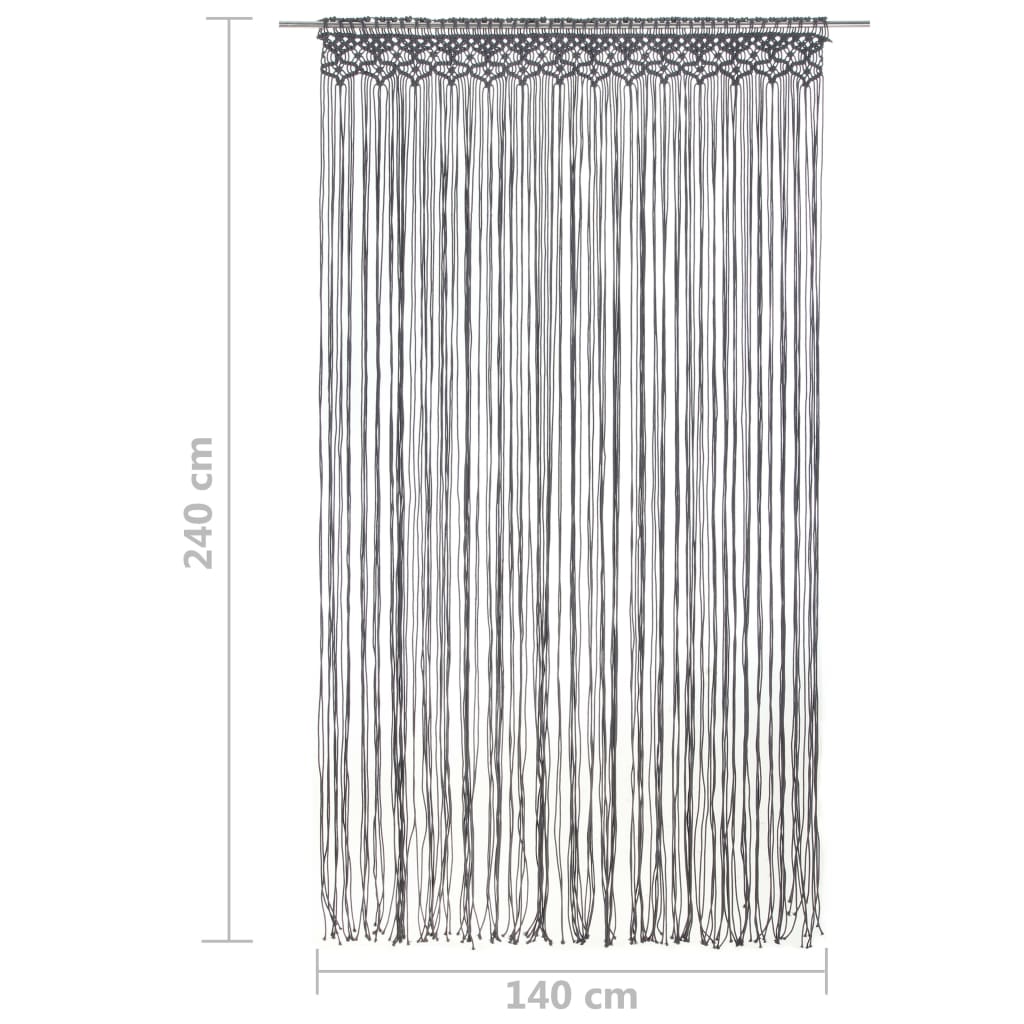 vidaXL Macrame Curtain Anthracite 140x240 cm Cotton