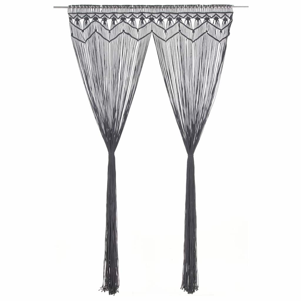 323994 vidaXL Macrame Curtain Anthracite 140x240 cm Cotton