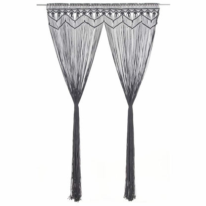 323994 vidaXL Macrame Curtain Anthracite 140x240 cm Cotton