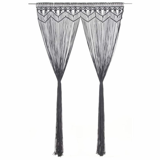 323994 vidaXL Macrame Curtain Anthracite 140x240 cm Cotton