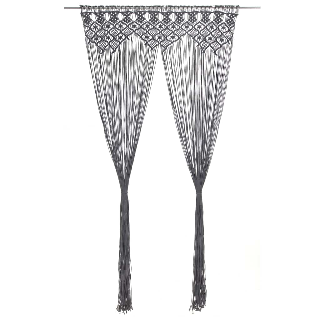 323995 vidaXL Macrame Curtain Anthracite 140x240 cm Cotton