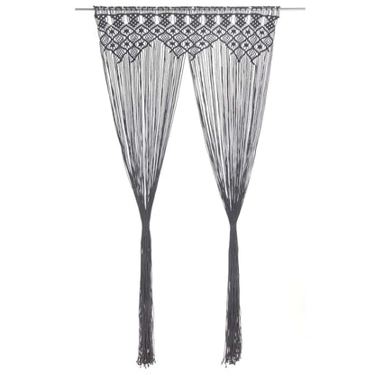 323995 vidaXL Macrame Curtain Anthracite 140x240 cm Cotton