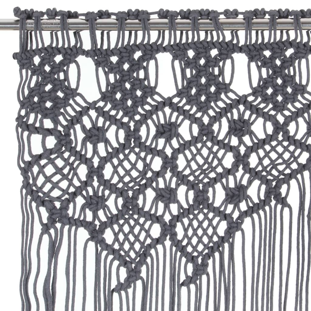 vidaXL Macrame Curtain Anthracite 140x240 cm Cotton