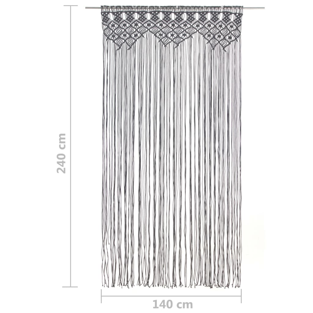 323995 vidaXL Macrame Curtain Anthracite 140x240 cm Cotton