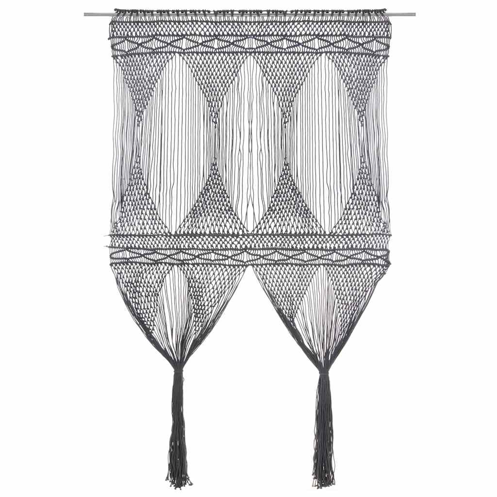 323996 vidaXL Macrame Curtain Anthracite 140x240 cm Cotton