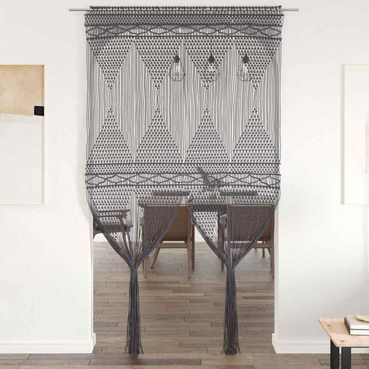 323996 vidaXL Macrame Curtain Anthracite 140x240 cm Cotton