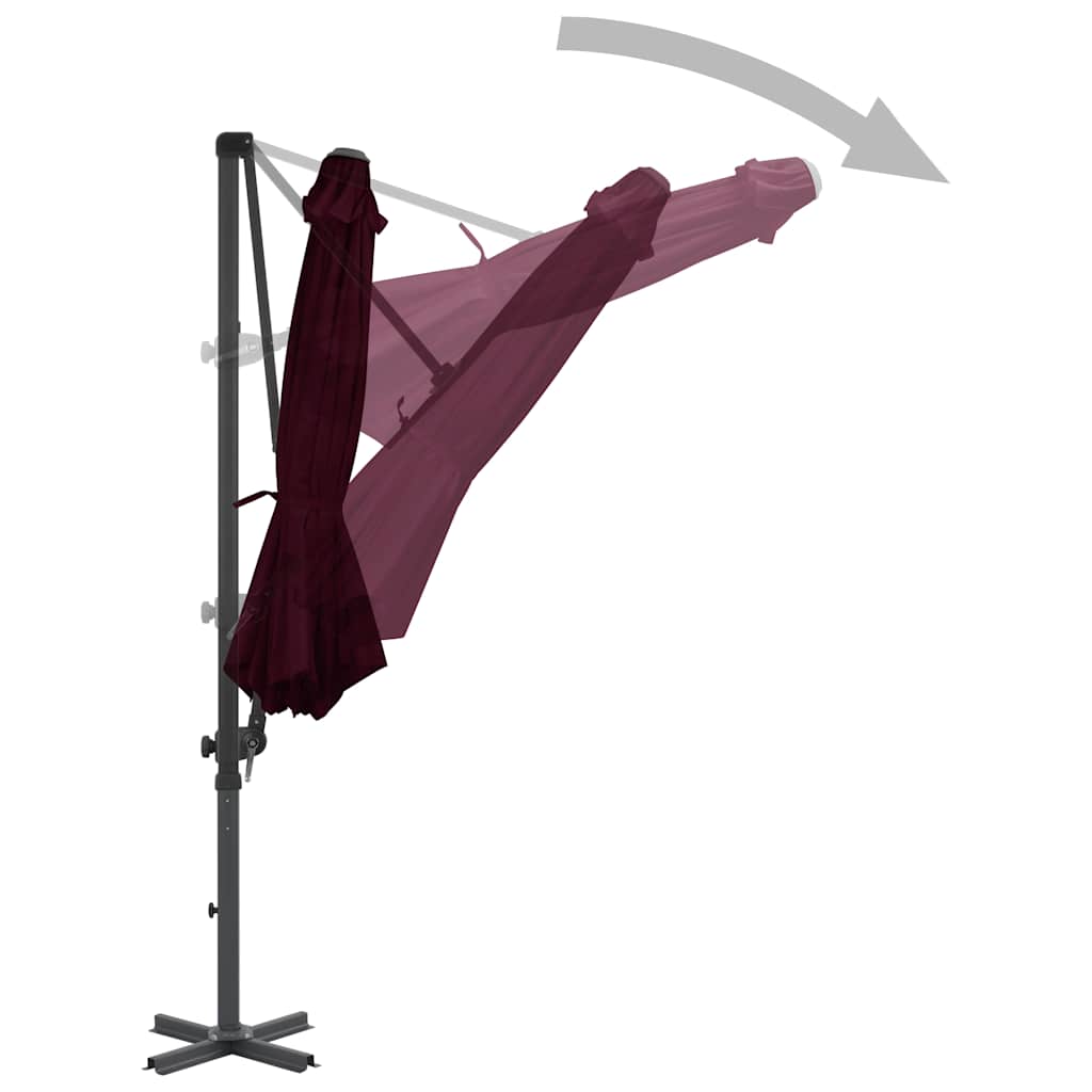vidaXL Cantilever Garden Parasol | Red | Polyester fabric, Aluminium | Large