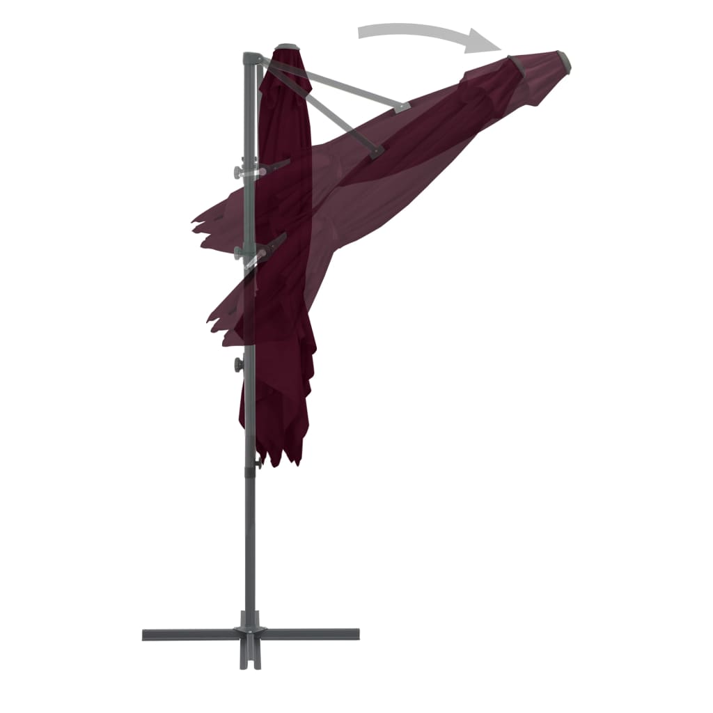 vidaXL Cantilever Garden Parasol | Bordeaux Red | Fabric | Large | Tiltable