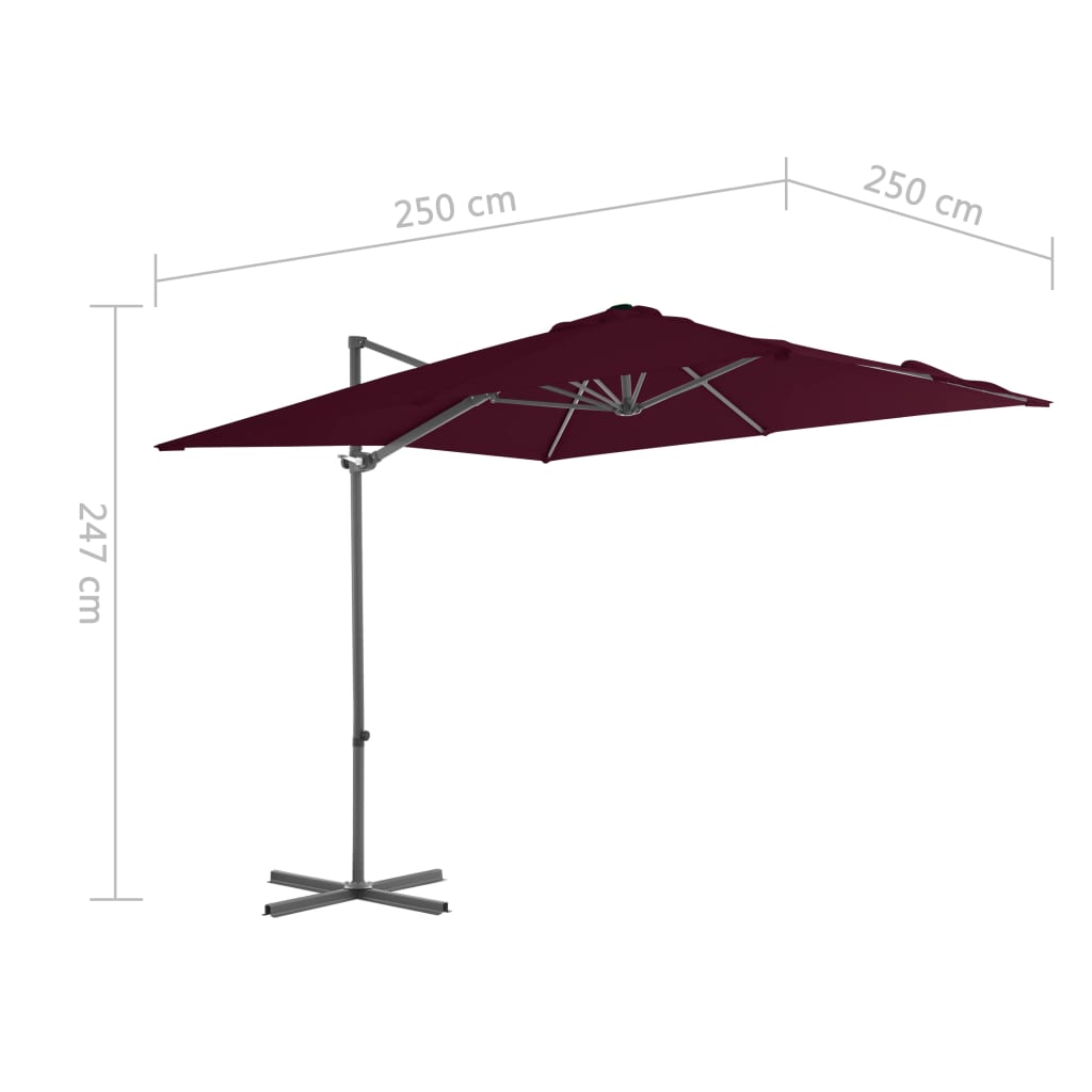 vidaXL Cantilever Garden Parasol | Bordeaux Red | Fabric | Large | Tiltable
