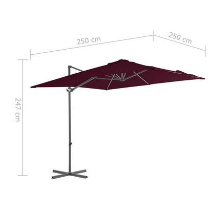 vidaXL Cantilever Garden Parasol | Bordeaux Red | Fabric | Large | Tiltable
