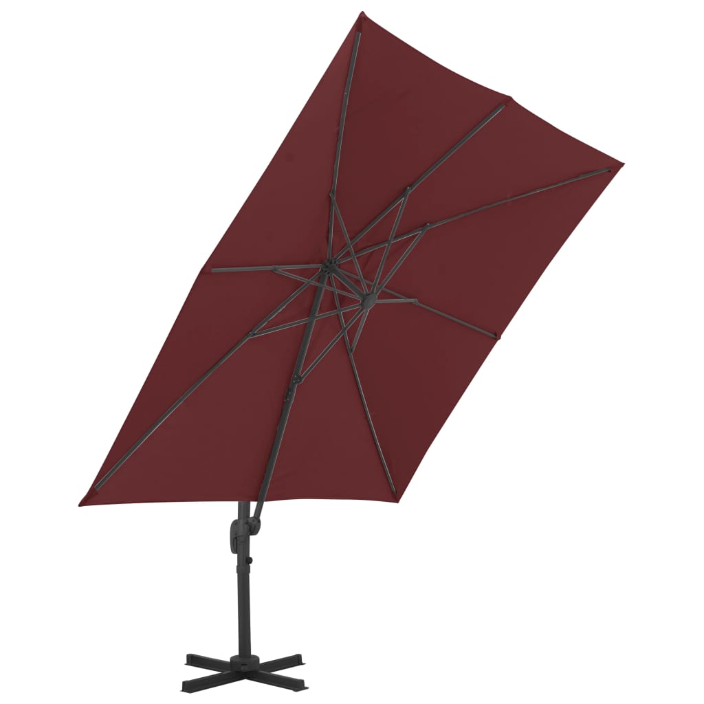 vidaXL Cantilever Garden Parasol | Bordeaux red | Polyester | 4 x 3 m | Tiltable