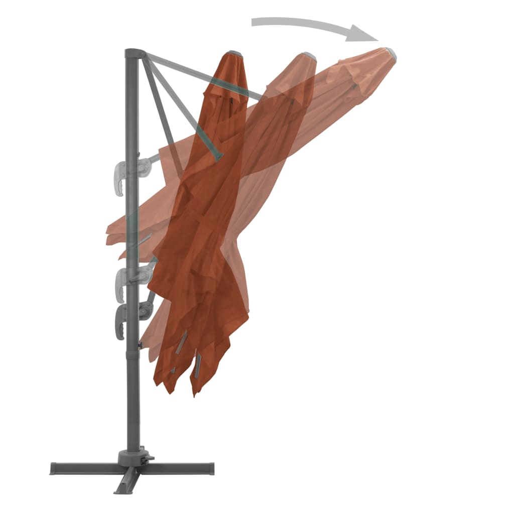 vidaXL Cantilever Garden Parasol | Terracotta | Polyester, Aluminium