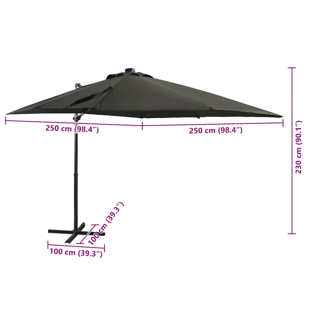 vidaXL Cantilever Garden Parasol | Anthracite | Polyester fabric, aluminium pole