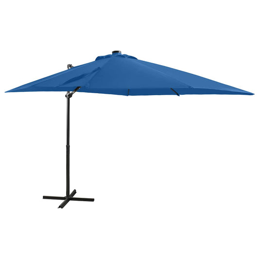 vidaXL Cantilever Garden Parasol with Pole and LED Azure Blue 250 cm