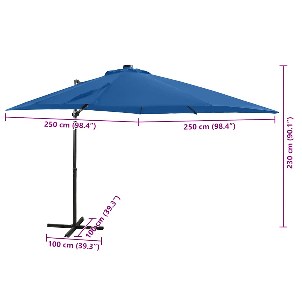 vidaXL Cantilever Garden Parasol | Azure Blue | Polyester, Aluminium | Large