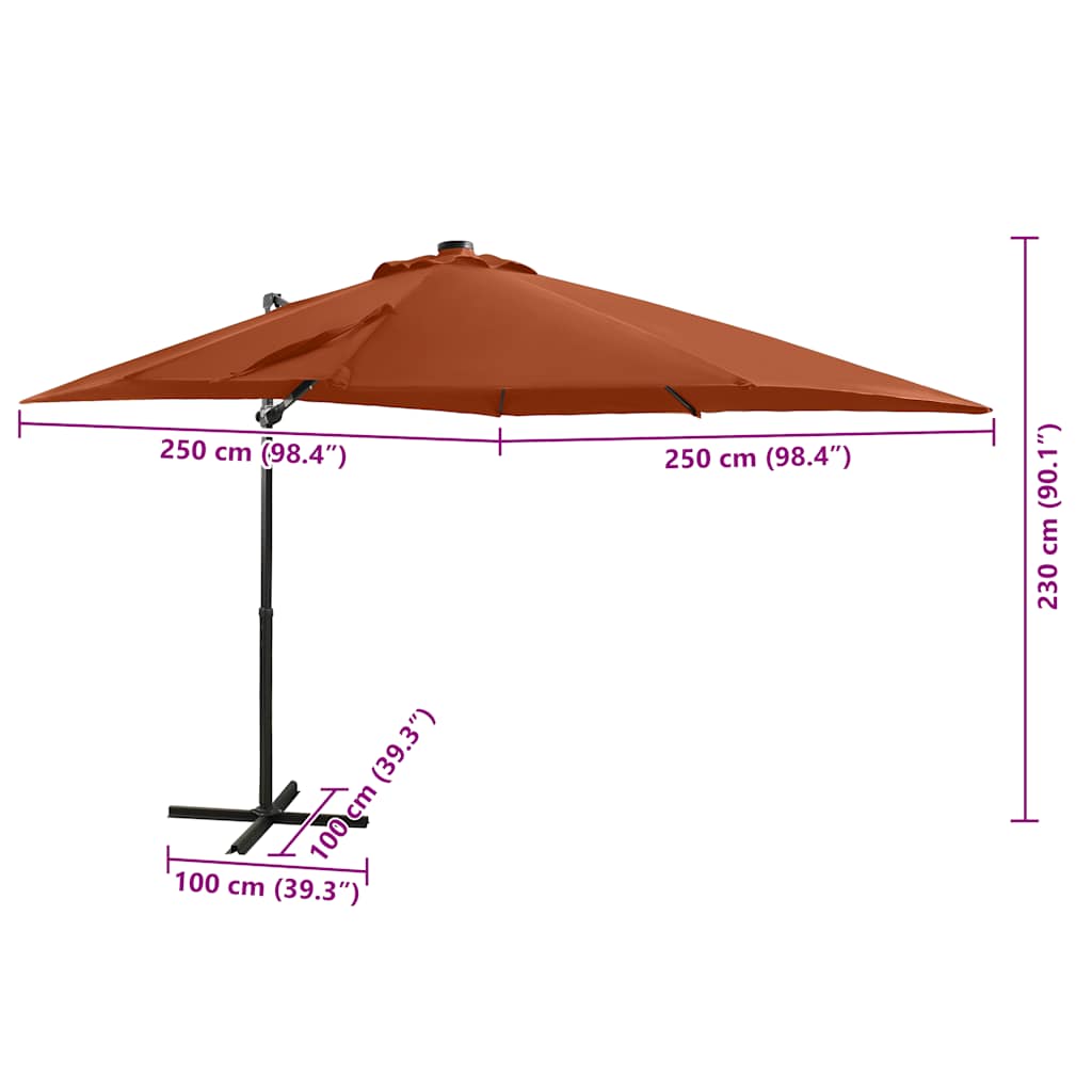 vidaXL Cantilever Garden Parasol | Terracotta | Polyester, Aluminium | Large