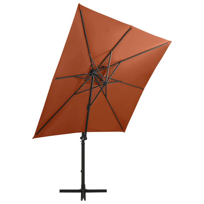 vidaXL Cantilever Garden Parasol | Terracotta | Polyester, Aluminium | Large