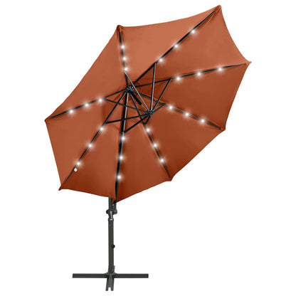 vidaXL Cantilever Garden Parasol with Pole and LED Lights Terracotta 300 cm