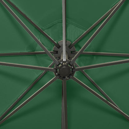vidaXL Cantilever Garden Parasol with Pole and LED Lights Green 300 cm