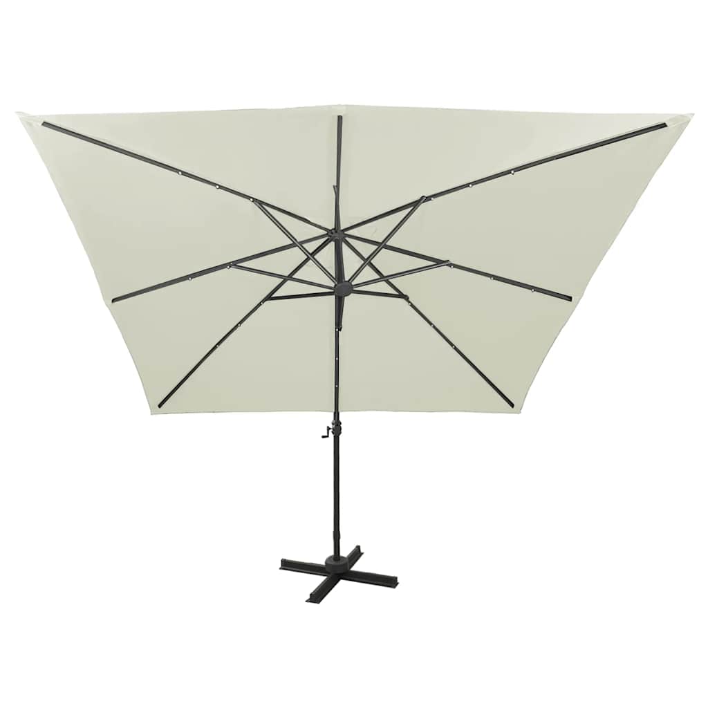 vidaXL Cantilever Garden Parasol with Pole and LED Lights Sand 300 cm