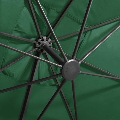 vidaXL Cantilever Garden Parasol with Pole and LED Lights Green 300 cm