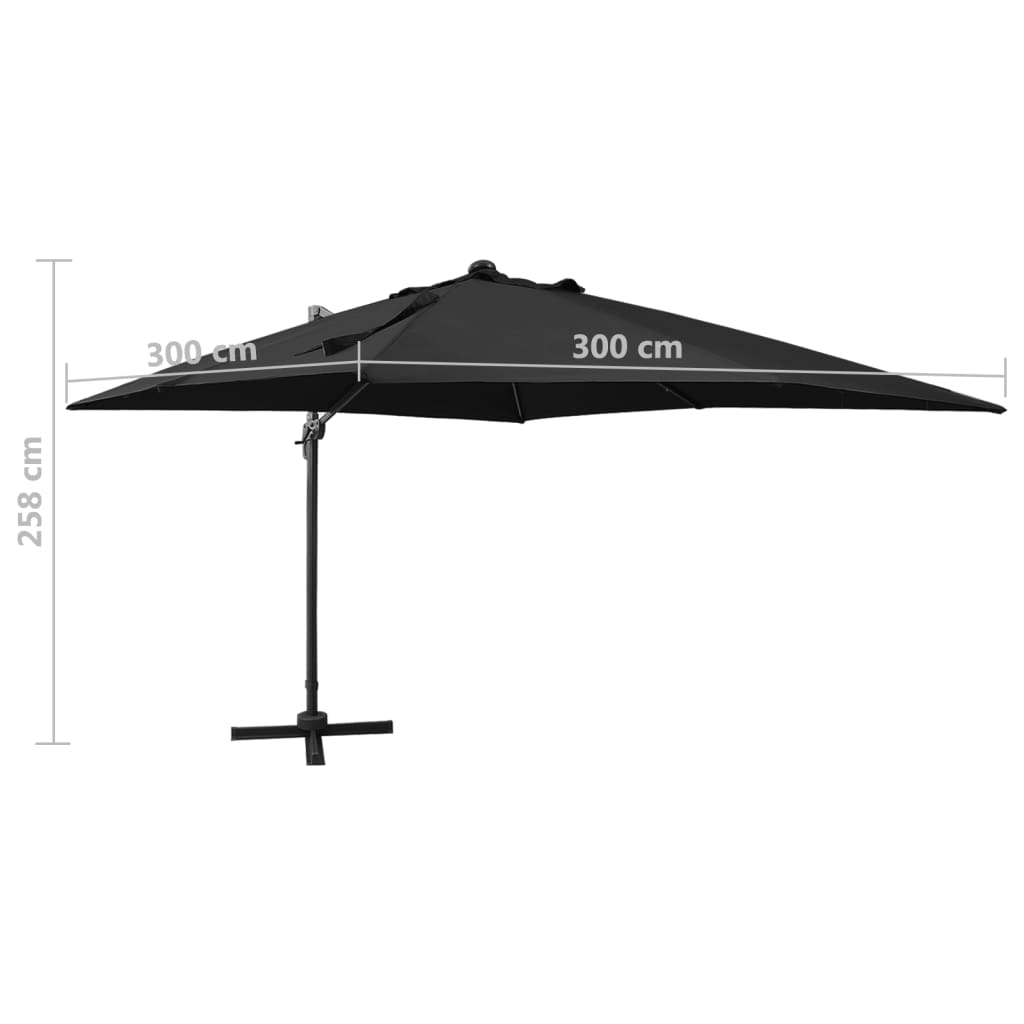 vidaXL Cantilever Garden Parasol | Black | Polyester, Aluminium | 3m Diameter