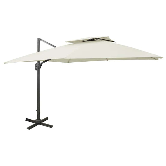 312368 vidaXL Cantilever Garden Parasol with Double Top 300x300 cm Sand
