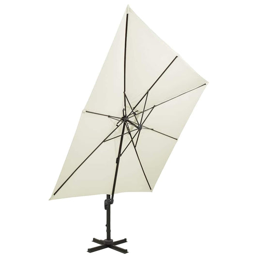 312368 vidaXL Cantilever Garden Parasol with Double Top 300x300 cm Sand