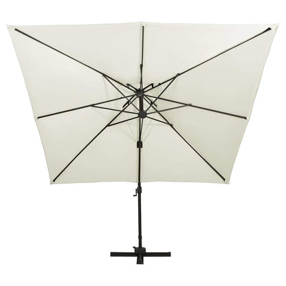 312368 vidaXL Cantilever Garden Parasol with Double Top 300x300 cm Sand