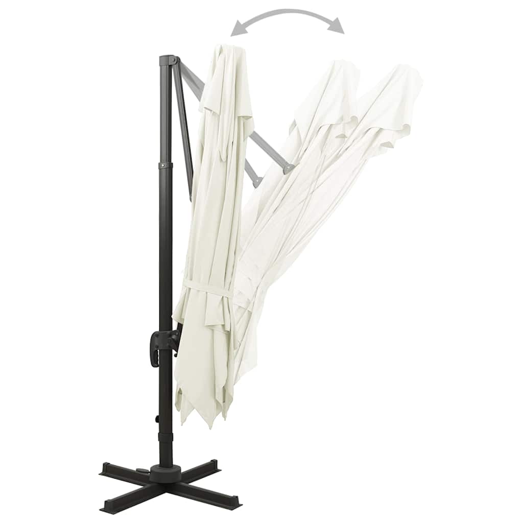 312368 vidaXL Cantilever Garden Parasol with Double Top 300x300 cm Sand