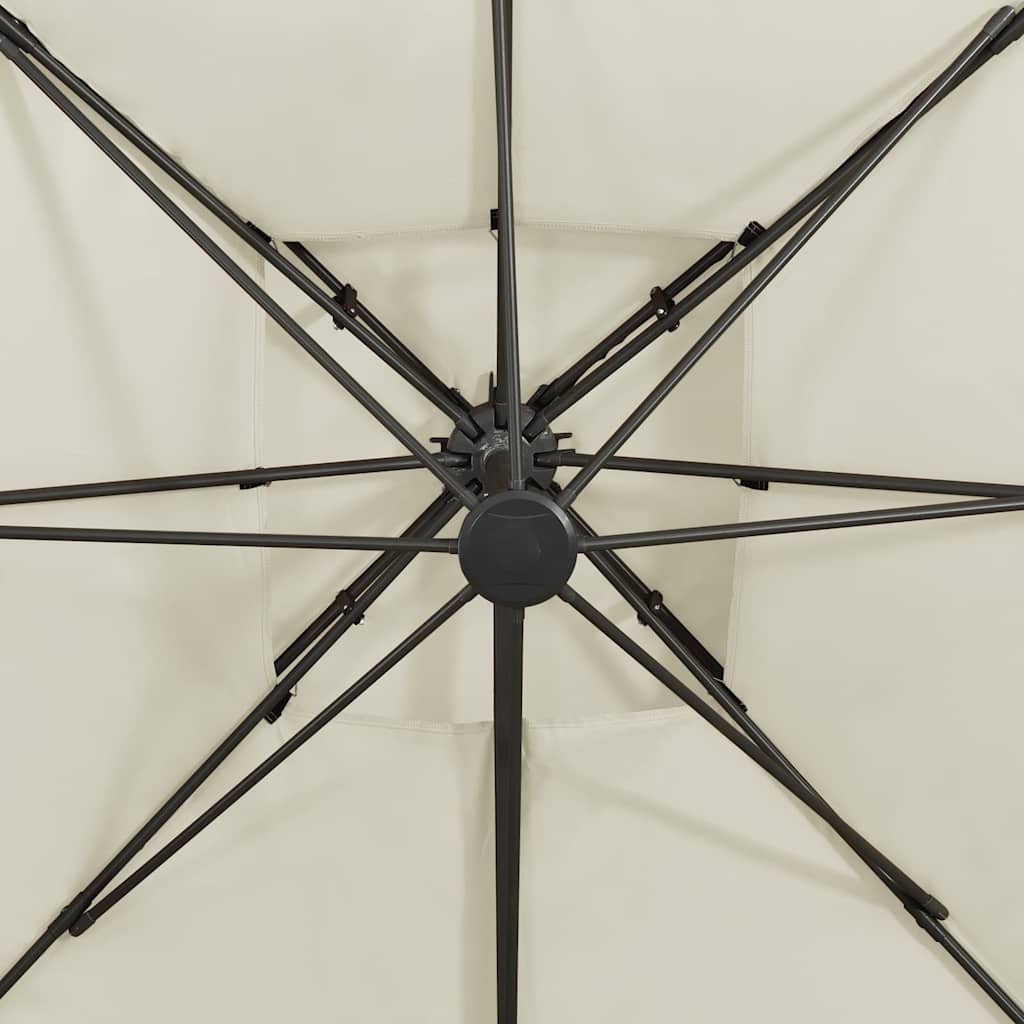 312368 vidaXL Cantilever Garden Parasol with Double Top 300x300 cm Sand