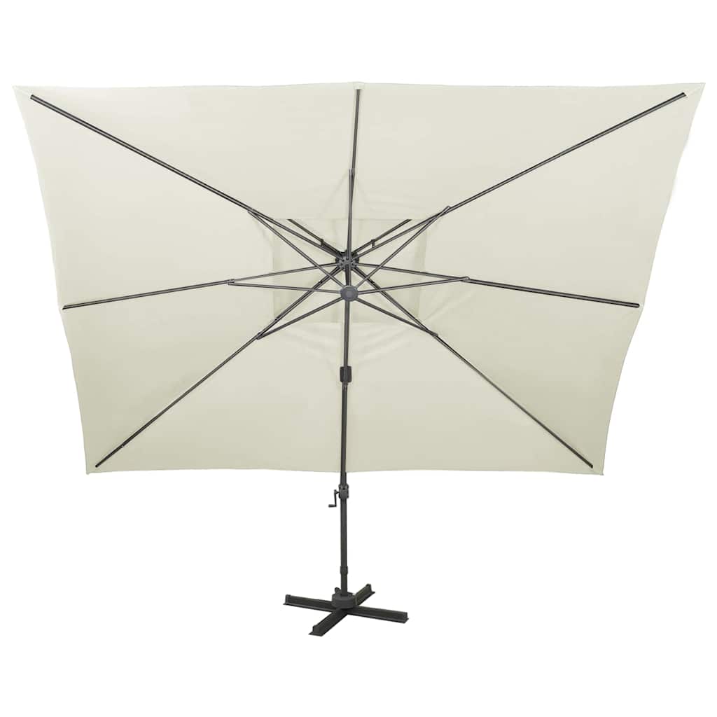 312369 vidaXL Cantilever Garden Parasol with Double Top Sand 400x300 cm