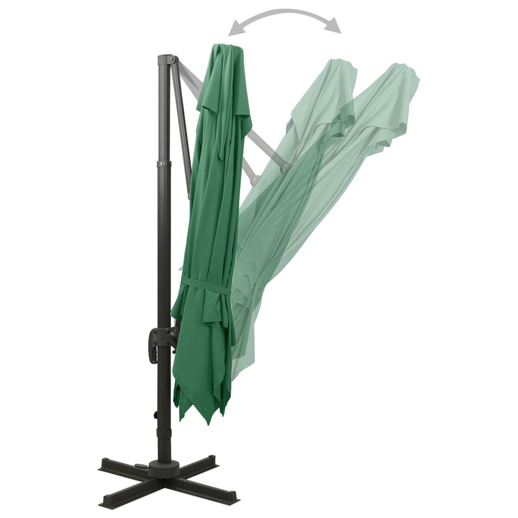 vidaXL Cantilever Garden Parasol | Green | Polyester | Large | Tiltable