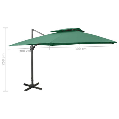 vidaXL Cantilever Garden Parasol | Green | Polyester | Large | Tiltable