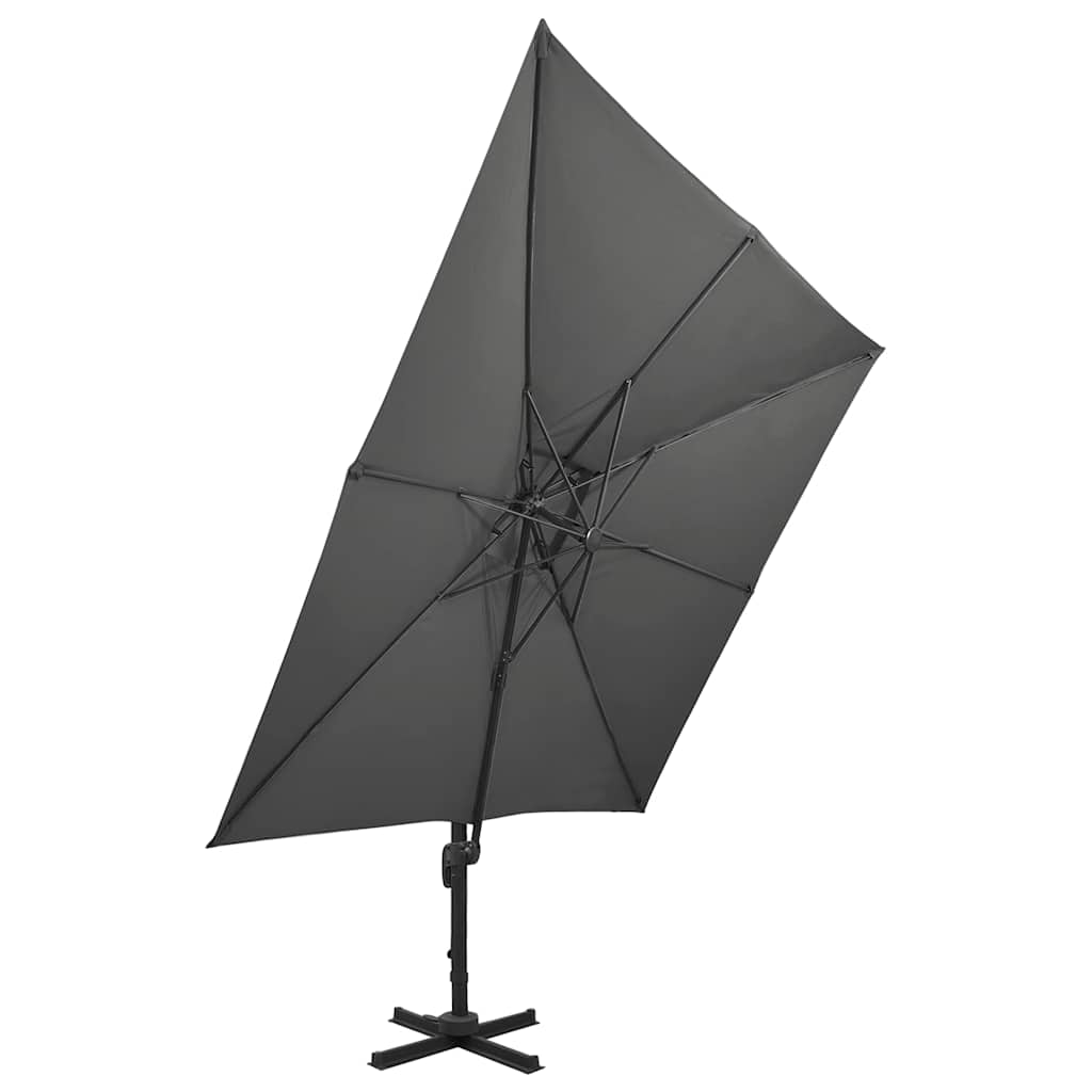 312372 vidaXL Cantilever Garden Parasol with Double Top 300x300 cm Anthracite