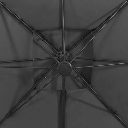 312372 vidaXL Cantilever Garden Parasol with Double Top 300x300 cm Anthracite