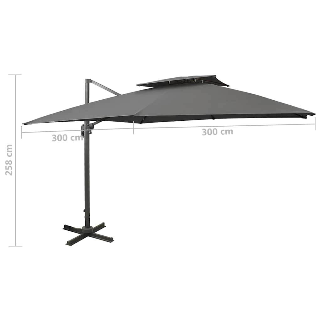312372 vidaXL Cantilever Garden Parasol with Double Top 300x300 cm Anthracite