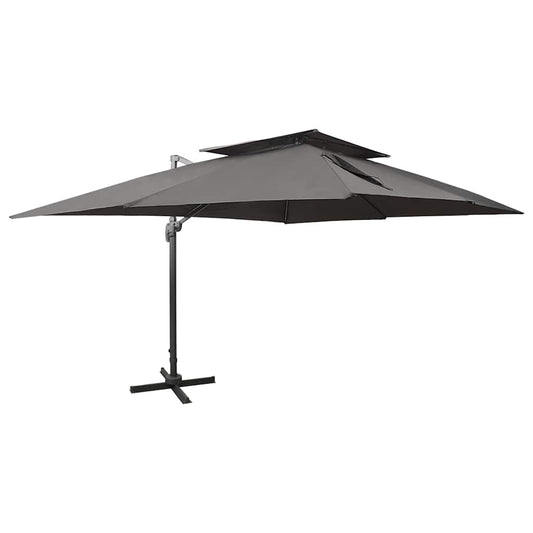 312373 vidaXL Cantilever Garden Parasol with Double Top Anthracite 400x300 cm