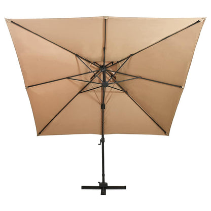 312374 vidaXL Cantilever Garden Parasol with Double Top 300x300 cm Taupe