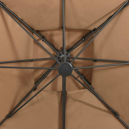 312374 vidaXL Cantilever Garden Parasol with Double Top 300x300 cm Taupe