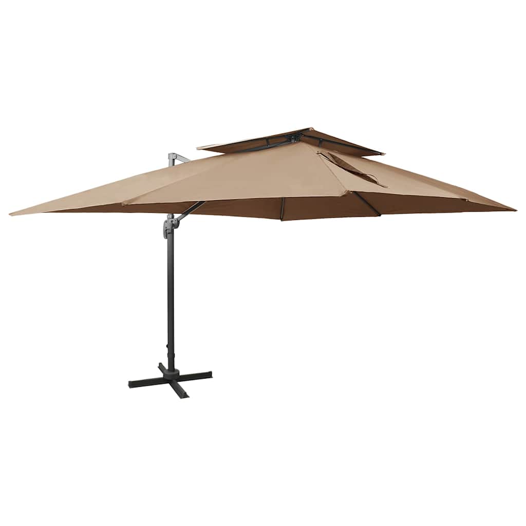 312375 vidaXL Cantilever Garden Parasol with Double Top Taupe 400x300 cm