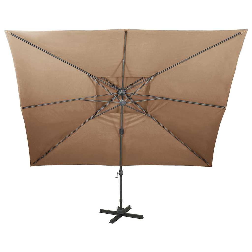 312375 vidaXL Cantilever Garden Parasol with Double Top Taupe 400x300 cm