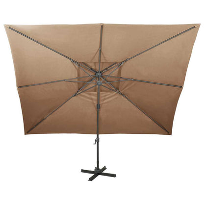 312375 vidaXL Cantilever Garden Parasol with Double Top Taupe 400x300 cm