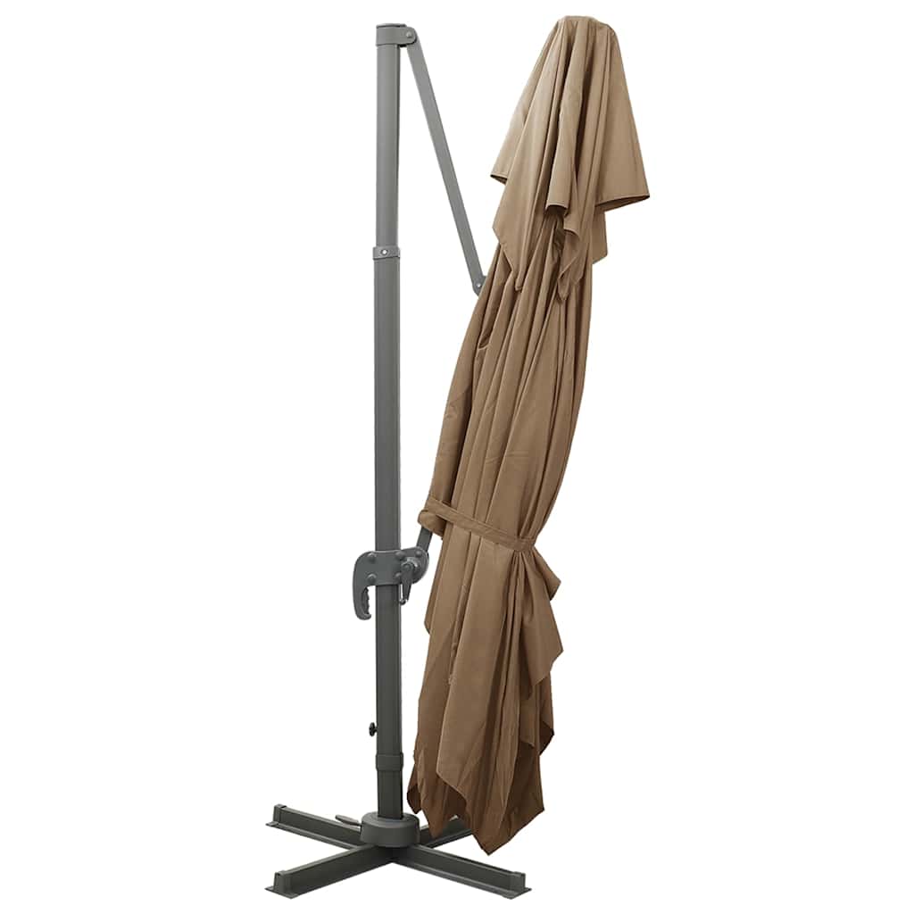 312375 vidaXL Cantilever Garden Parasol with Double Top Taupe 400x300 cm