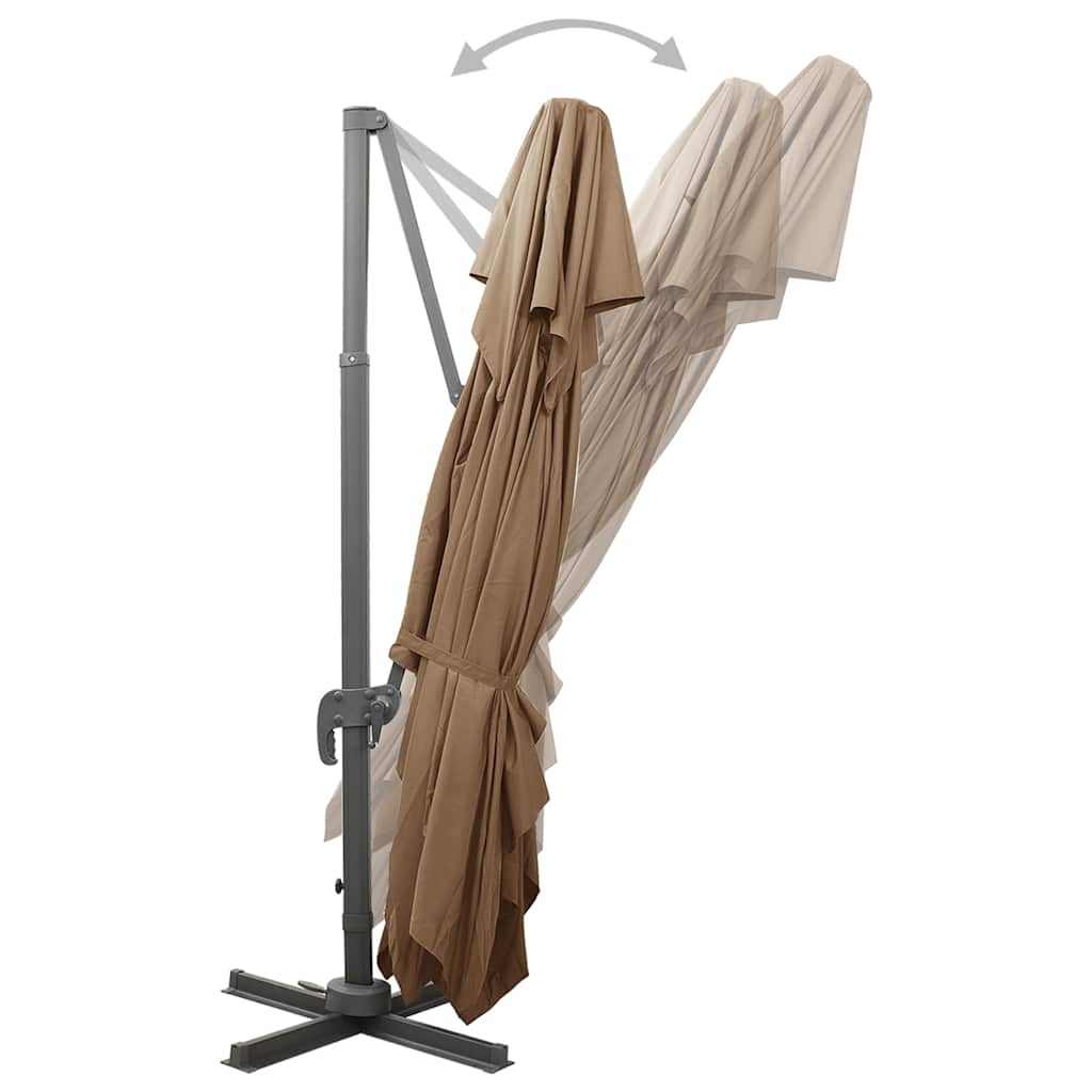 312375 vidaXL Cantilever Garden Parasol with Double Top Taupe 400x300 cm
