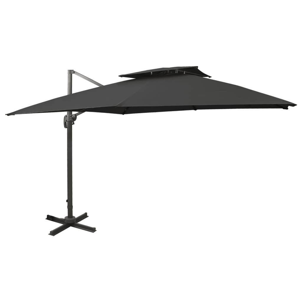vidaXL Cantilever Garden Parasol | Black | Fabric with PA coating