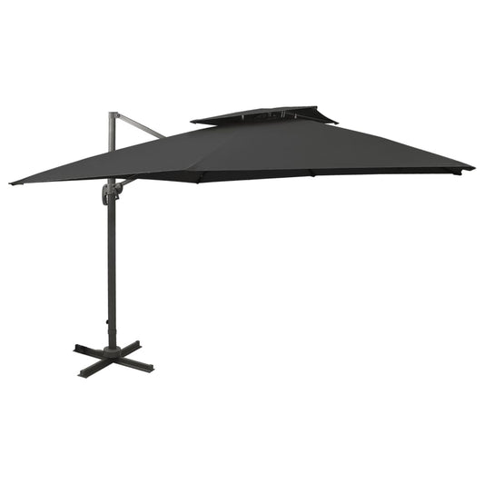vidaXL Cantilever Garden Parasol | Black | Fabric with PA coating
